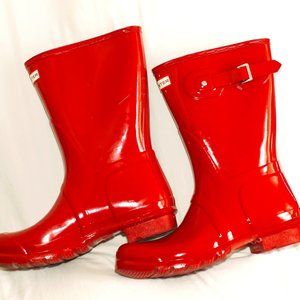 Shiny Red Hunter Rain Boots Size 11